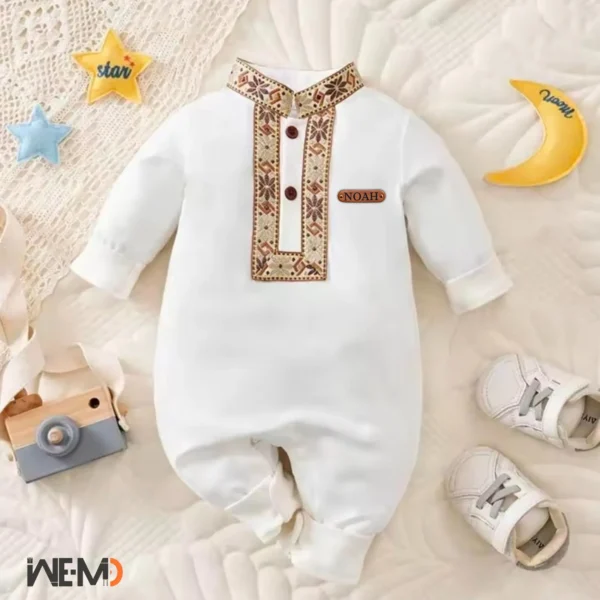 Image1 - Hammad Zeb(2) Baby suit & Eid Wear, First Ramadan Gift, Baby Gift, Ramadan onesie Romper, Muslim Baby Outfit, Custom Name Tag for Baby Shower,