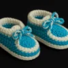 Handmade Crochet Baby Booties | Turquoise & White, Newborn Gift