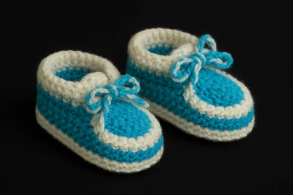 Handmade Crochet Baby Booties | Turquoise & White, Newborn Gift