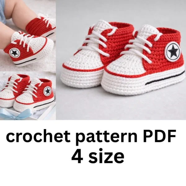 Image1 - Hammad Zeb(9) Crochet Baby Converse Sneakers Pattern: Newborn to 9 Months (PDF)