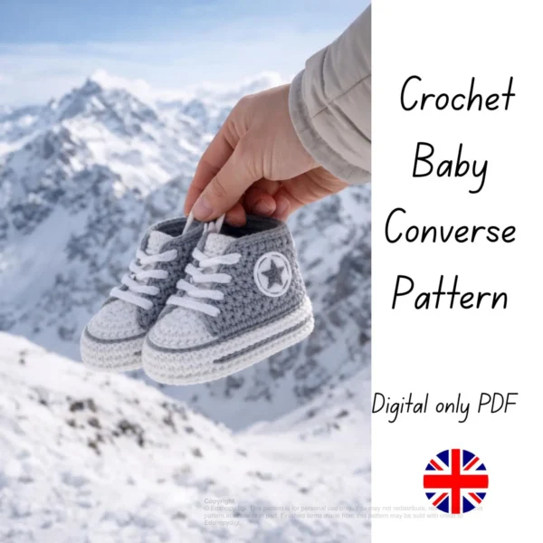 Crochet Baby Converse Sneakers Pattern: Newborn to 9 Months (PDF)