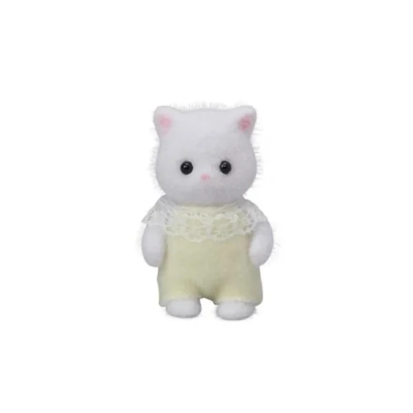 White Persian Cat Baby Figure - Sylvanian Families with Moveable Head