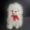 Vintage Walmart Persian White Cat 9" Plush Wearing Straw Hat Red Satin Neck Bow