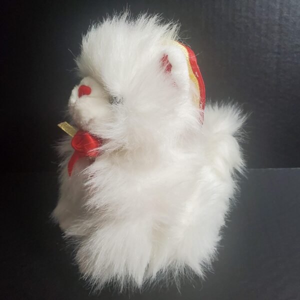 Vintage Walmart Persian White Cat 9" Plush Wearing Straw Hat Red Satin Neck Bow