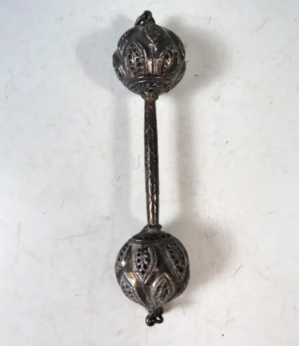 Rare Antique Persian Silver Babies Rattle