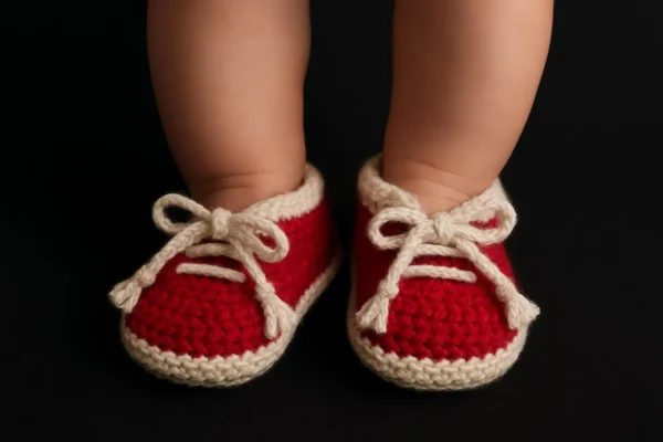 Handmade Crochet Baby Booties | Turquoise & White, Newborn Gift