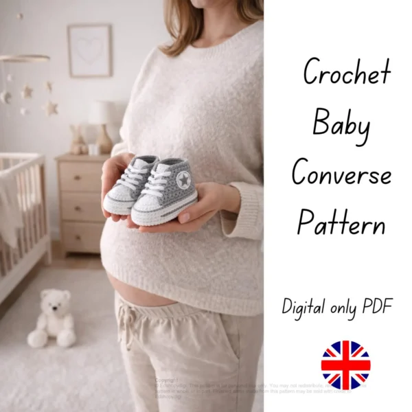 Crochet Baby Converse Sneakers Pattern: Newborn to 9 Months (PDF)
