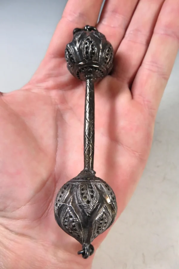 Rare Antique Persian Silver Babies Rattle