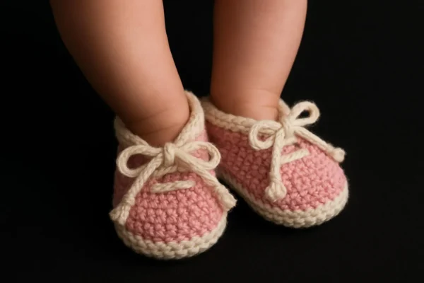 Handmade Crochet Baby Booties | Turquoise & White, Newborn Gift