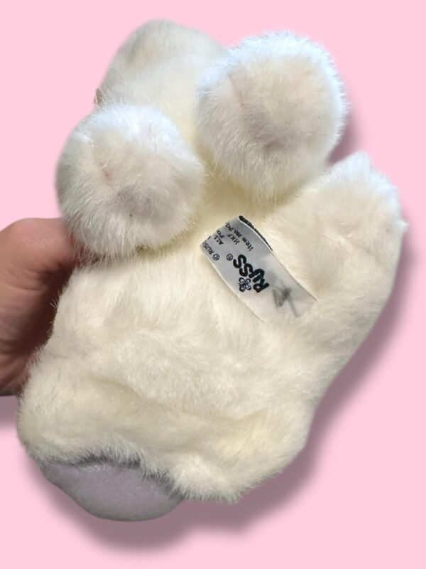 Vintage Russ Caress Soft Pet White Cat with Mouse holding a Red Flower. Probably from the 90's. Cute one! Still has its tag on an ear.