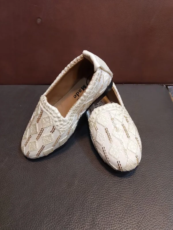 Handmade Boys Khussa Shoes – Traditional Embroidered Jutti – Golden Green Ethnic Flats – Indian/Pakistani Wedding – Kids Festive Shoes