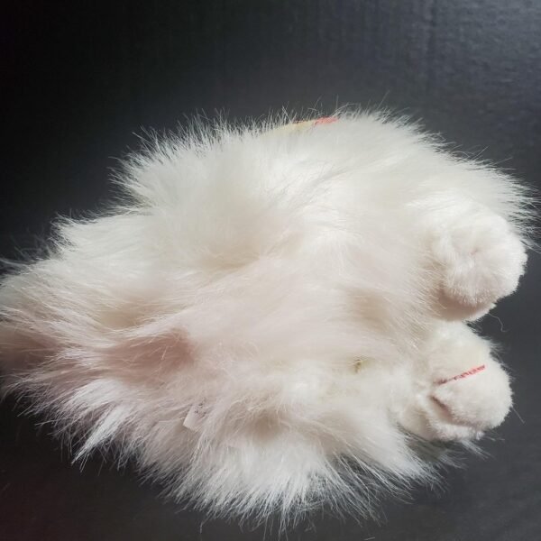 Vintage Walmart Persian White Cat 9" Plush Wearing Straw Hat Red Satin Neck Bow