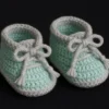 Handmade Crochet Baby Booties | Turquoise & White, Newborn Gift