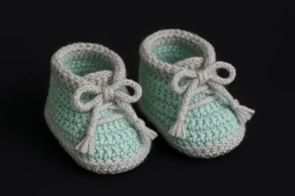 Handmade Crochet Baby Booties | Turquoise & White, Newborn Gift