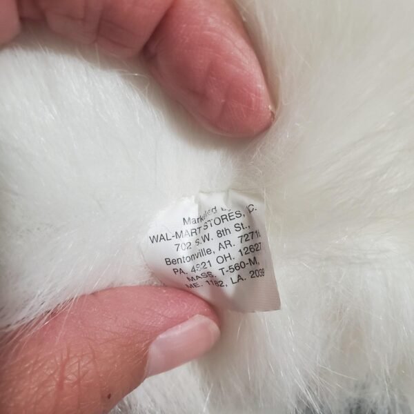 Vintage Walmart Persian White Cat 9" Plush Wearing Straw Hat Red Satin Neck Bow