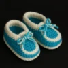 Handmade Crochet Baby Booties | Turquoise & White, Newborn Gift